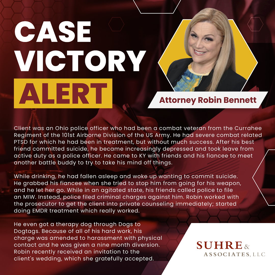 Suhre & Associates DUI and Criminal Defense Lawyers - case victory - Attorney Robin Bennett - Indianapolis